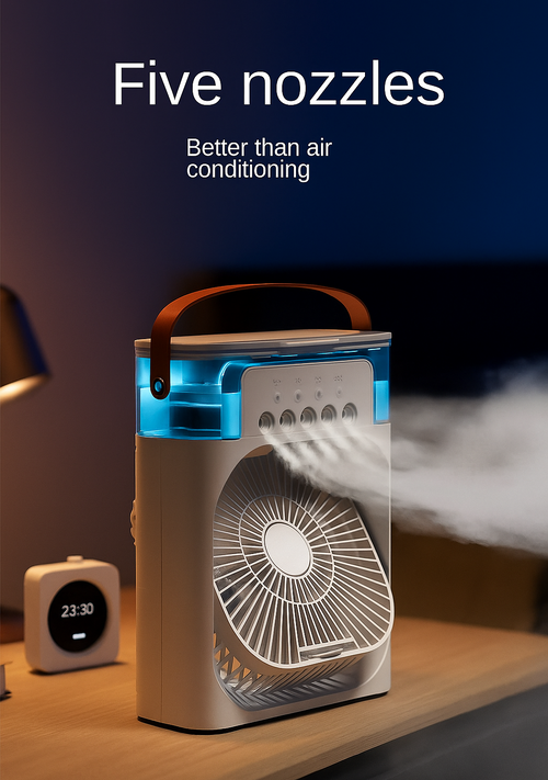 3 in 1 New Fan Air Conditioner Household Small Air Cooler Portable Humidifier With LED Night Light